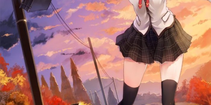 748x1056 blue eyes, Anime, Anime girls, School uniform, Skirt, Stockings