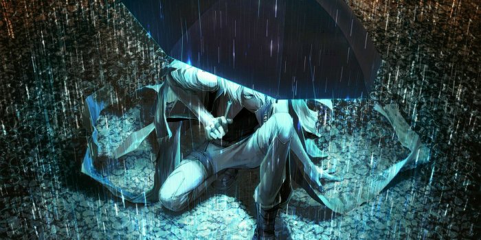 1920x1200 Anime Umbrella Guy Rain HD Wallpaper #2125 - Ongur