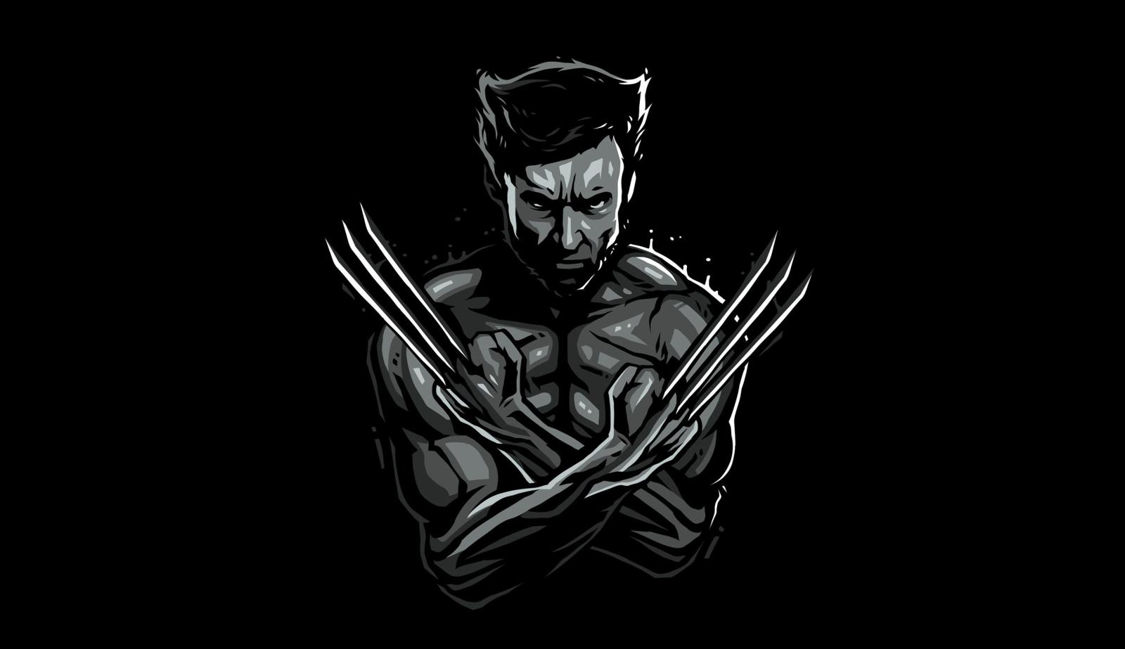 2560x1477 Wallpaper Logan, Wolverine, Minimal, Black, HD, Creative Graphics