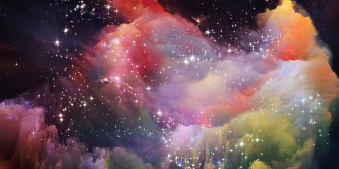 2732x2732 as36-space-rainbow-colorful-star-art-illustration-red-wallpaper