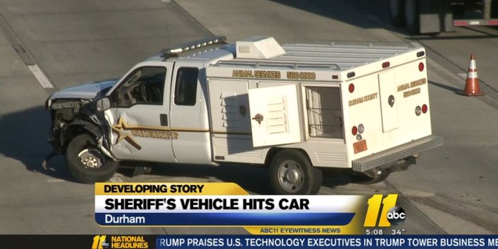 1600x900 A Durham sheriff's office vehicle crashed into another car