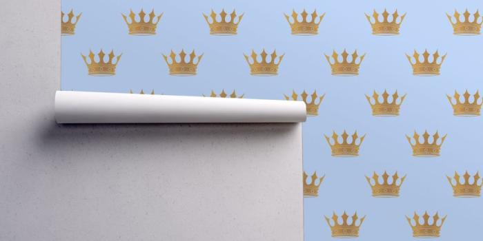 1024x1024 Louis Blue Crown Prince Gold Crowns on Blue Durable Wallpaper A