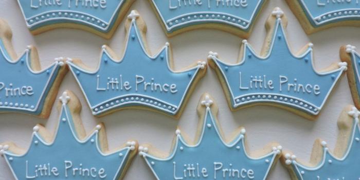 1024x768 Baby Boy Little Prince or Baby Girl Princess Decorated Crown Sugar Cookies  (#2446)