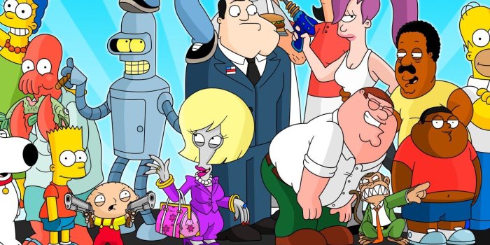 1332x850 Wallpaper Futurama, cartoon, crossover, Family Guy, The Simpsons, tv
