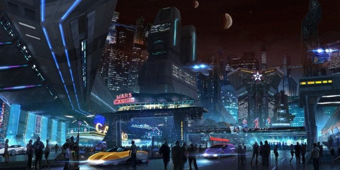 1366x768 Download 1366x768 Futuristic City, Cyberpunk, Skyscrapers, People