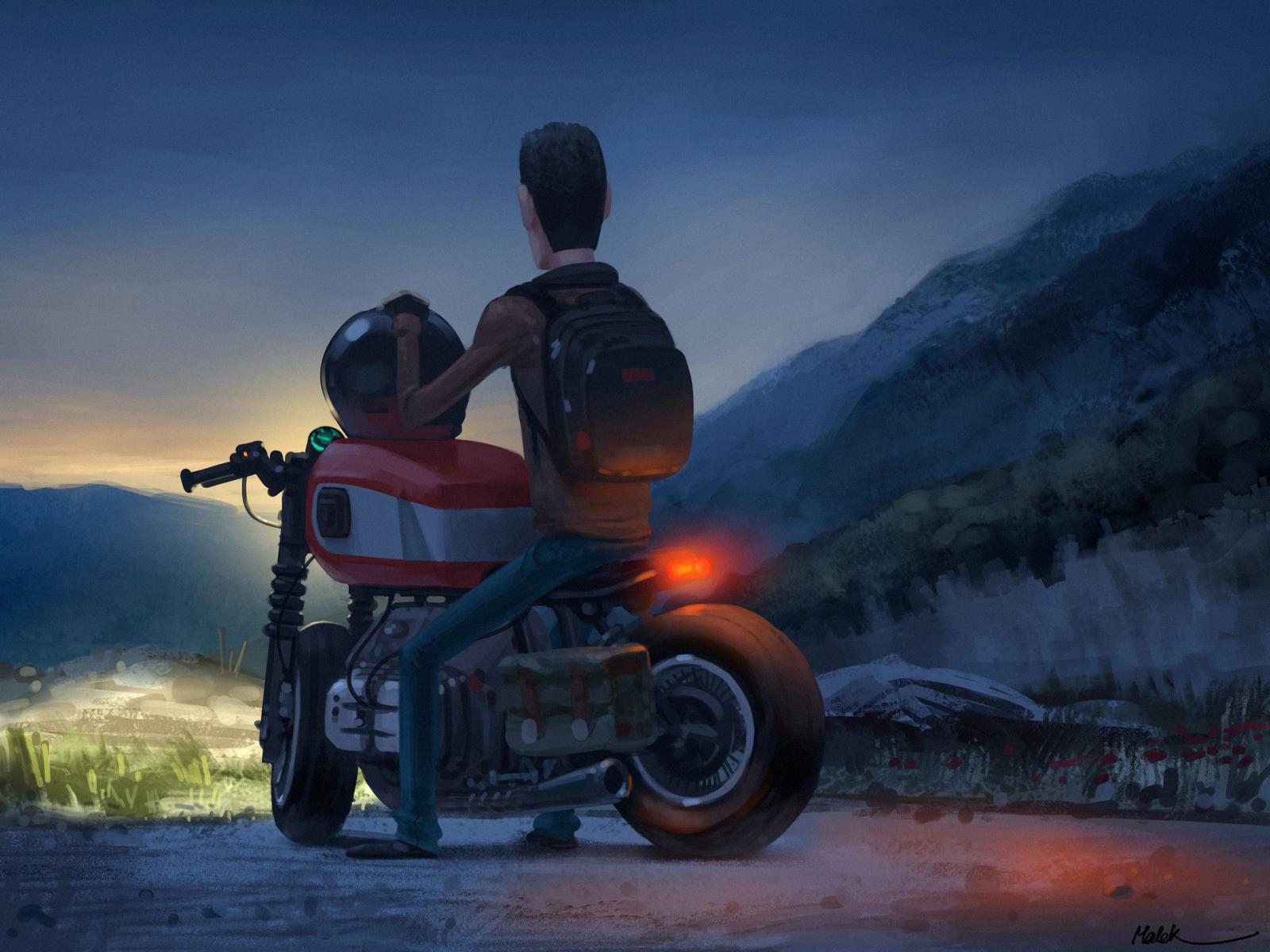 1920x1440 Alone Biker, HD Artist, 4k Wallpapers, Images, Backgrounds, Photos