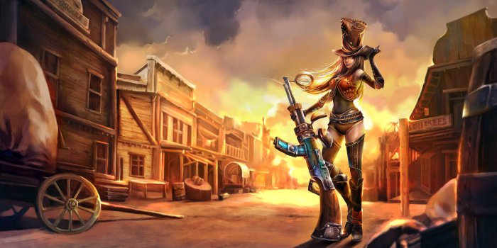 3938x1969 Sheriff Caitlyn | LoL Wallpapers