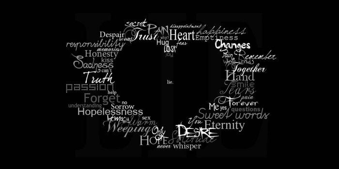 1920x1080 Emo Heart Words Black White