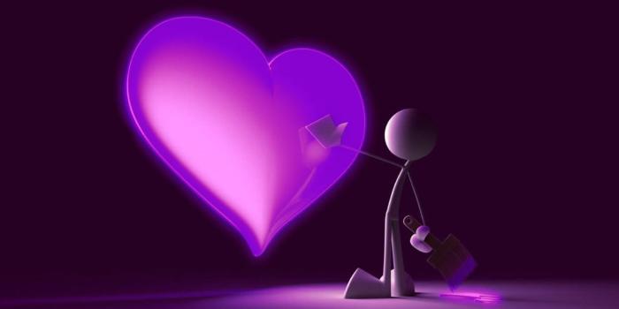 1680x1260 HD wallpaper: purple heart and stickman illustration, Artistic, Love