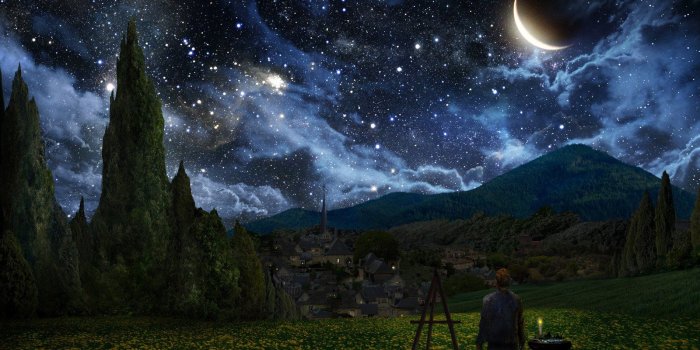 1600x1071 Starry Night Painting by Alex Ruiz Wallpaper and Background Image