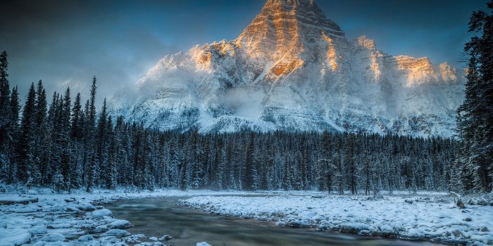 1920x1080 Download wallpaper 1920x1080 mountain, river, snow, nature full hd