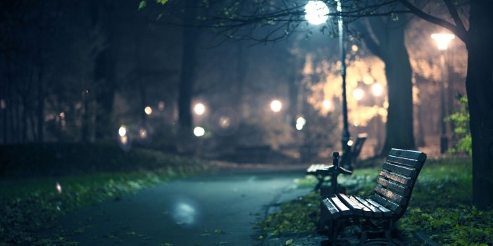 2560x1600 Park Bench At Night Desktop Wallpaper