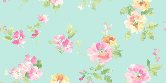1000x1000 Captiva Mint Floral Toss Wallpaper