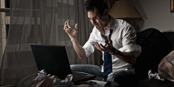 1920x1200 Frustrated Man with Laptop widescreen wallpaper