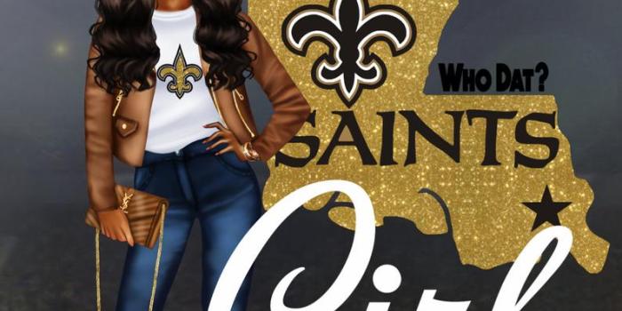 794x1412 Saints Girl African American with Hat Wallpaper with City Skyline