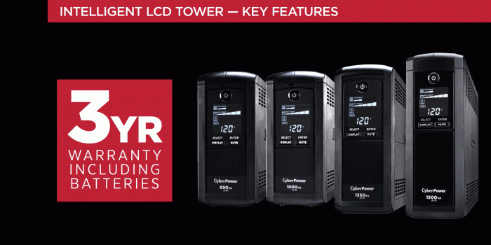 1920x1080 CyberPower CP1500AVRLCD - UPS - 900 Watt - 1500 VA