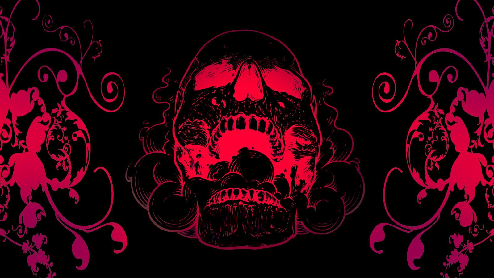 3840x2160 Red Skull Flowers Black Background 4k, HD Artist, 4k Wallpapers