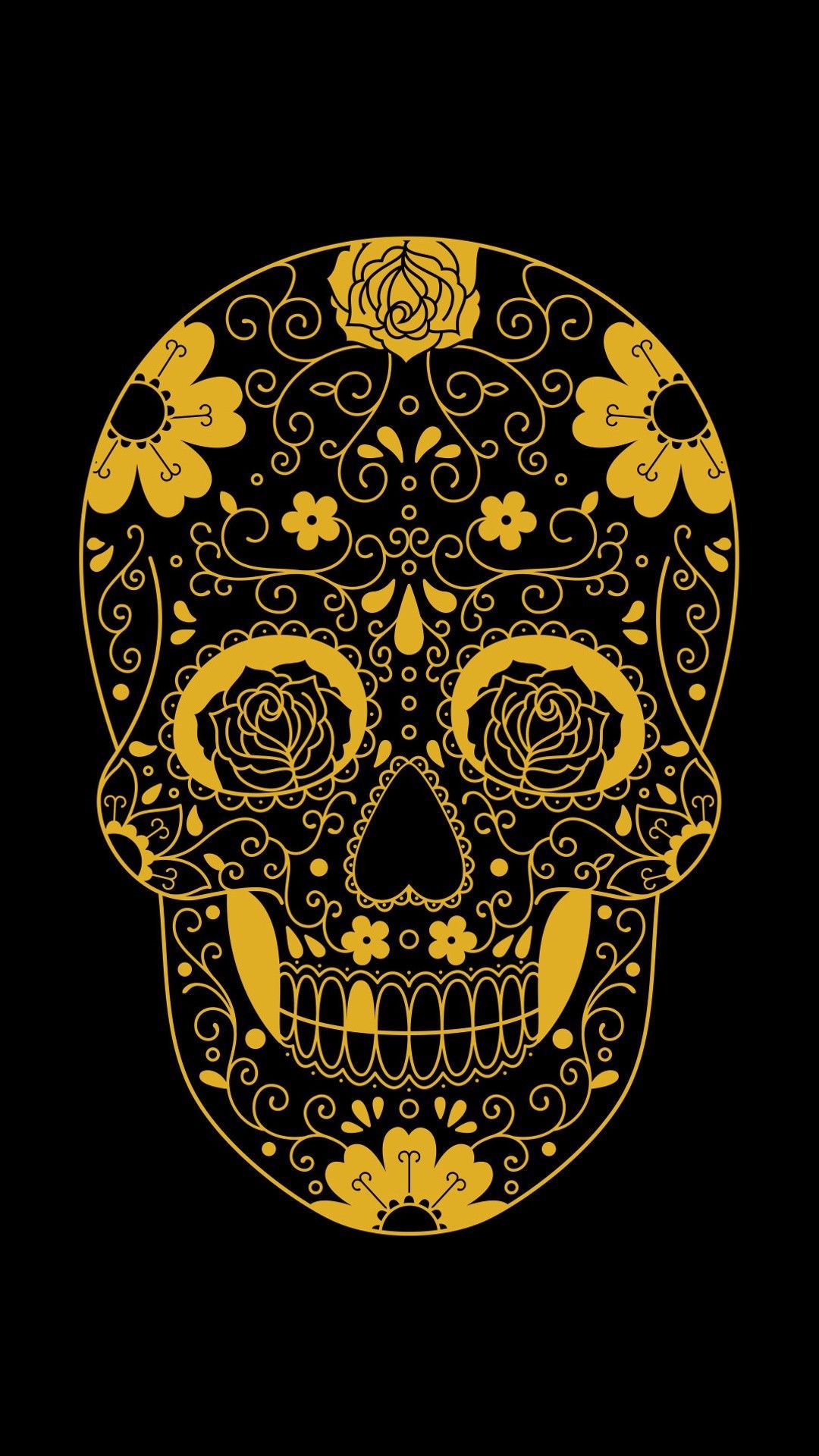 1080x1920 iPhone Wallpaper | Head, Illustration, Yellow, Skull, Bone, Pattern
