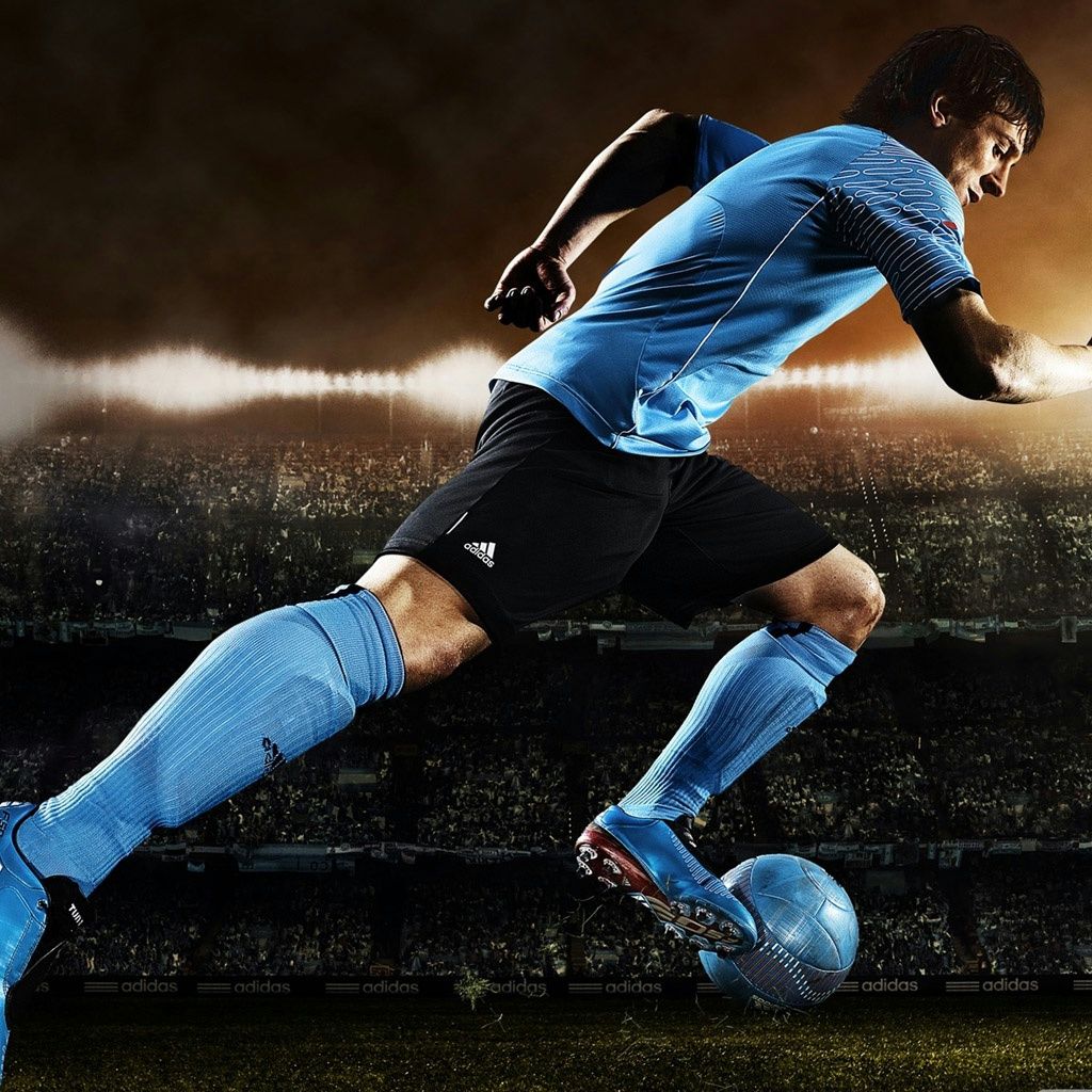 1024x1024 top footballer wallpaper: F50 Blue Ball Lionel Messi Wallpapers