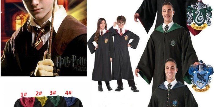 1000x1000 Harry Potter Robe Cloak Cape Cosplay Costume Kids Adults Unisex Gryffindor  school Uniform clothes Slytherin Hufflepuff Ravenclaw MMA721 50pc