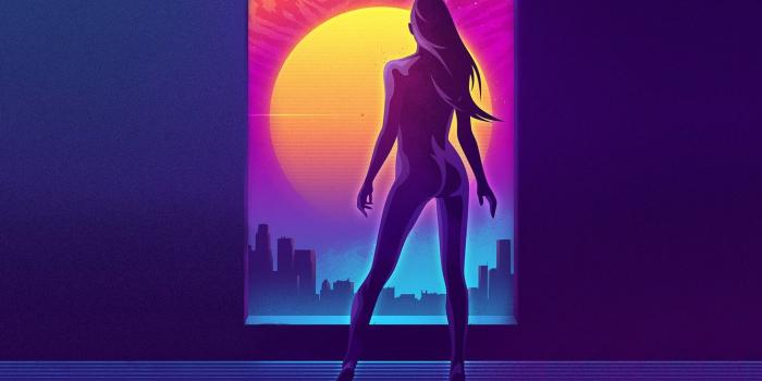 1332x850 Wallpaper The sun, Girl, Music, Star, Background, 80s, Neon, James