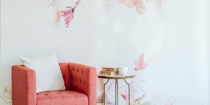 1740x2048 Pink Spring Flowers Wallpaper, Contemporary Floral Wall Art