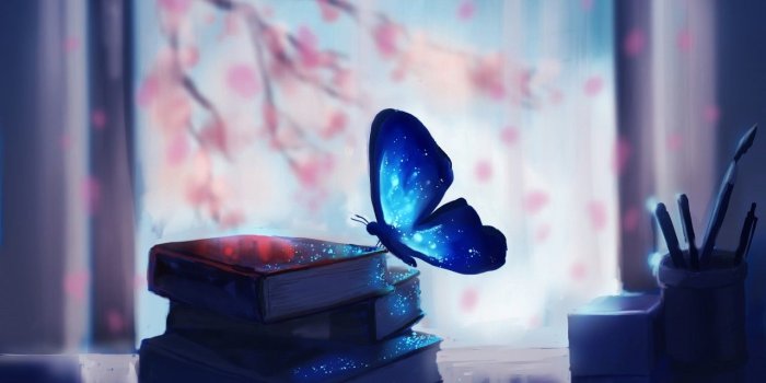1280x720 Wallpaper Blue, Butterfly, Books, Fantasy, 4K, Creative Graphics, #341