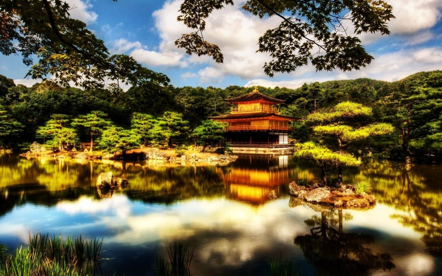 1440x900 Religious: Japanese Temple Heavenly Location Golden Pavilion Japan