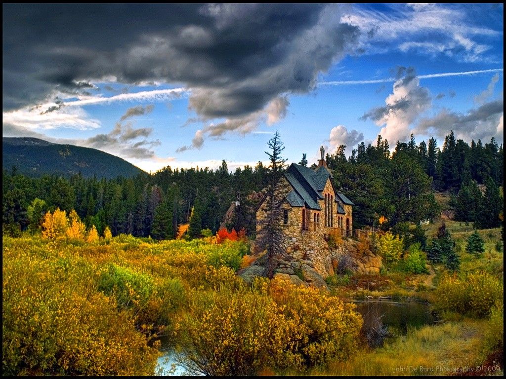 1024x768 Group of Mountain Cabin Hd Wallpapers For Desktop Autumn