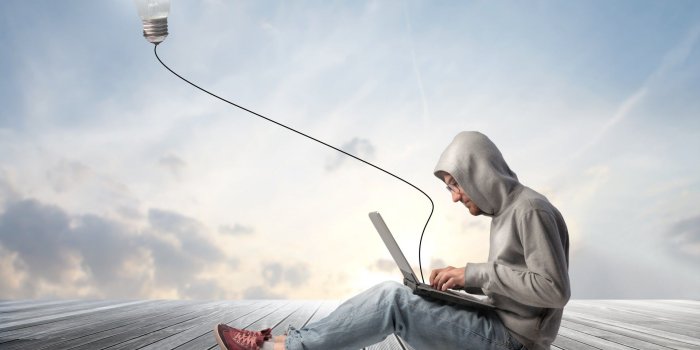 1920x1200 Wallpaper boy, laptop, lamp, smart, creative desktop wallpaper