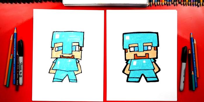 1920x1080 How To Draw Minecraft Steve With Diamond Armor - Art For Kids Hub -
