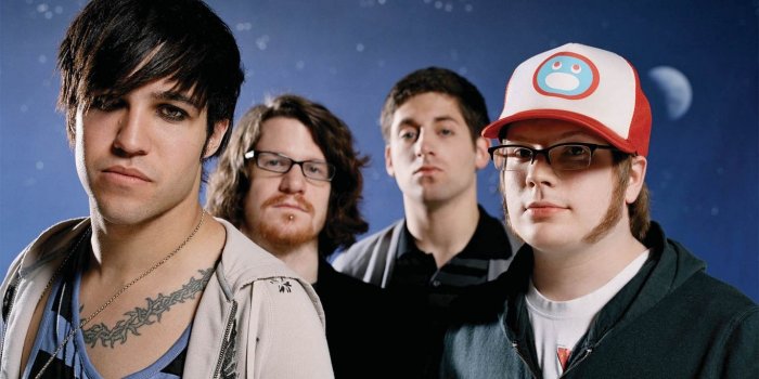 1366x768 Download wallpaper 1366x768 fall out boy, tattoo, band, sky, moon