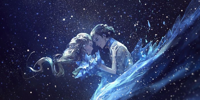 1366x768 wallpaper for desktop, laptop | av43-anime-kiss-love-blue-girl-boy