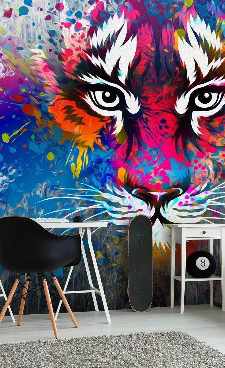 735x1200 Tiger Art | Decor | Graffiti bedroom, Teenage girl bedrooms, Bedroom