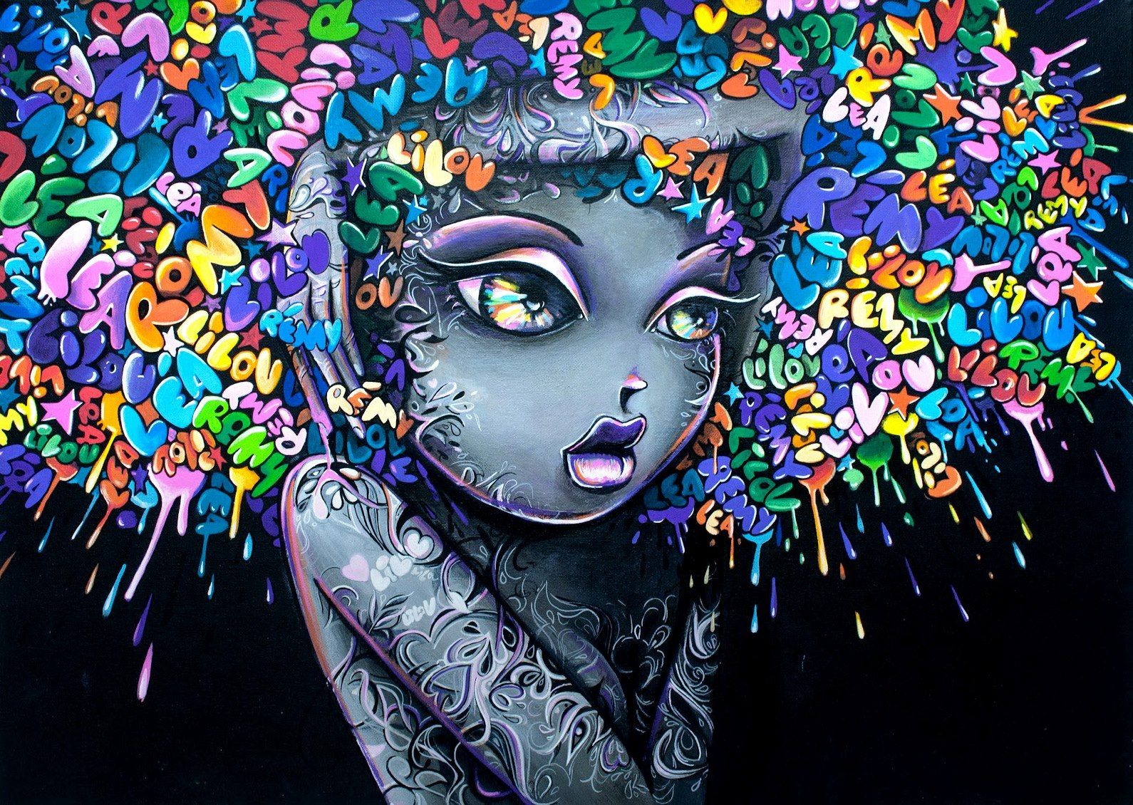 1590x1130 Colorful Hair Graffiti Girl #4246743, 1590x1130 | All For Desktop