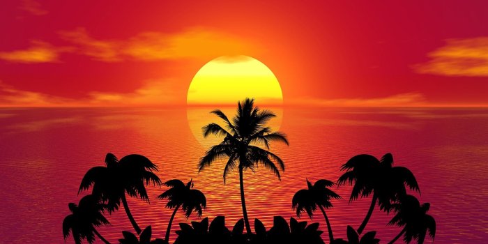 1920x1080 Summer Beach Sunset Art Wallpaper - Wallpaper Stream