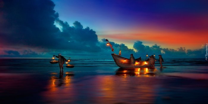 1920x1200 Blue Beach Sunset Wallpaper [1920x1200] : wallpaper