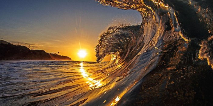 1920x1080 Wave in the sunset wallpaper - Beach wallpapers - #17700