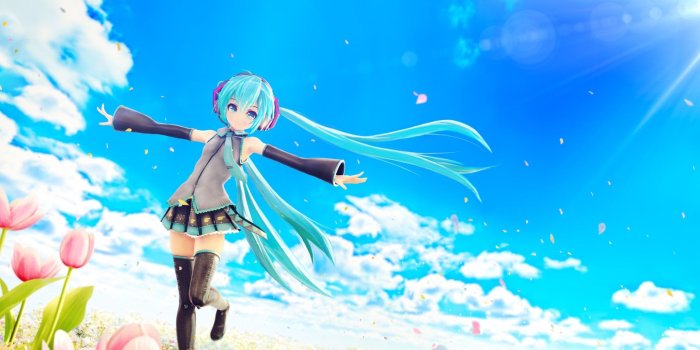 2560x1080 2940861 blue hair hatsune miku flowers anime clouds wallpaper and