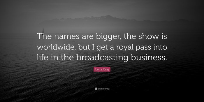 3840x2160 Larry King Quote: “The names are bigger, the show is worldwide, but