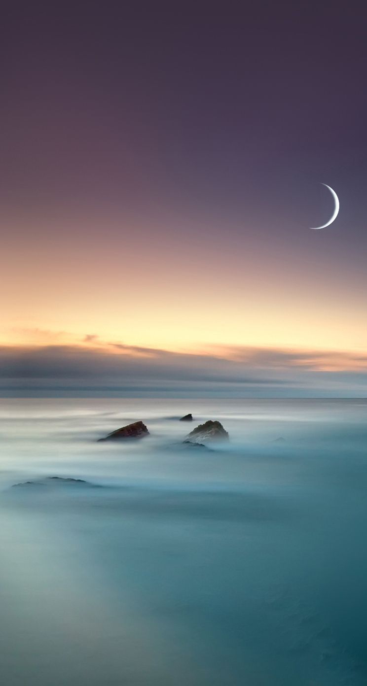 744x1392 Scenic Lake Fog Mist Moon Eclipse Ios 8 Iphone 5 Wallpaper, Shelves