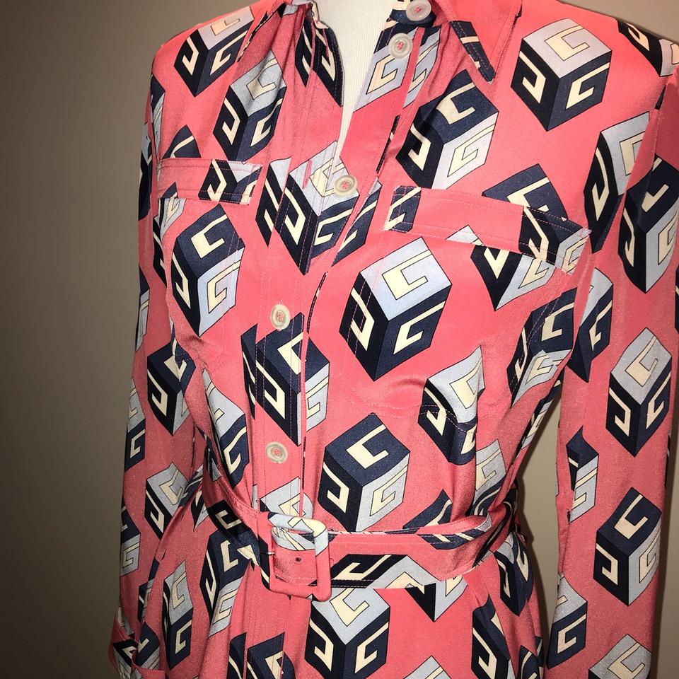 960x960 Gucci Pink Vintage Wallpaper Print Gg Silk Shirtdress Mid-length  Work/Office Dress Size 6 (S) 22% off retail
