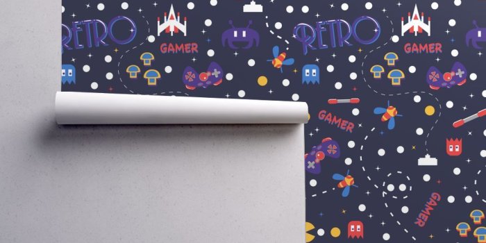 1024x1024 Retro Gamer wallpaper - doodleheaddee - Spoonflower