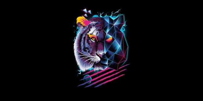 1332x850 Wallpaper Minimalism, Tiger, Cat, Style, Background, Face, Predator