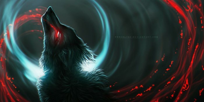1332x850 Wallpaper wolf, predator, wool, werewolf, art, bloody tears, in the
