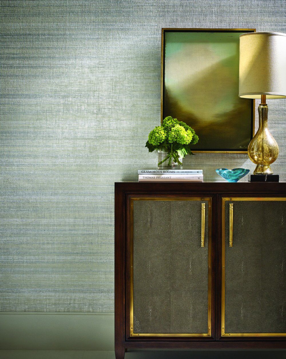 1000x1258 Alchemy Grasscloth Wallpaper in Charcoal and Gold from the