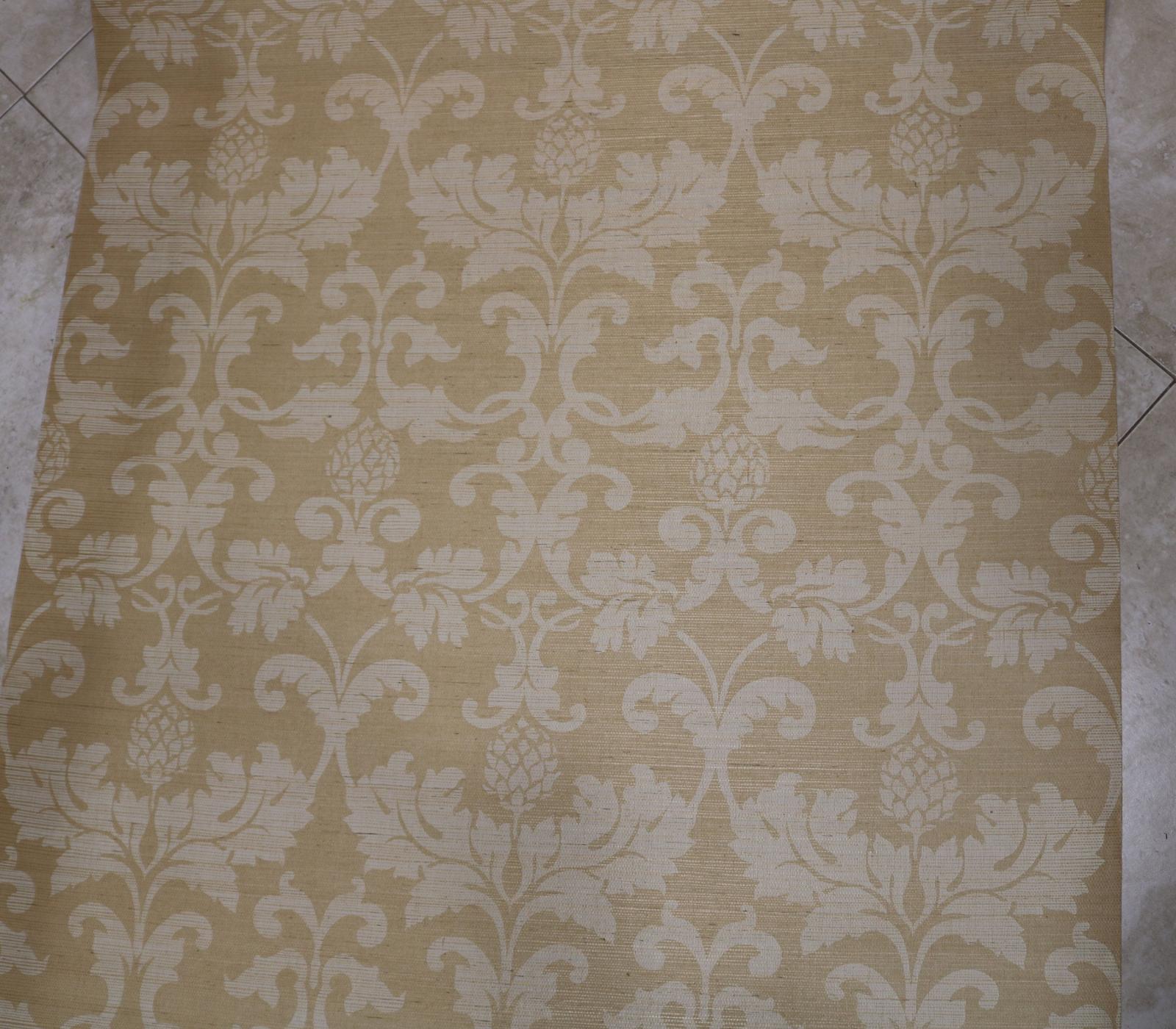 3000x2626 Schumacher Designer Grasscloth Wallpaper -Beau Damasse Beige - Selling 1  Double Roll but More Available