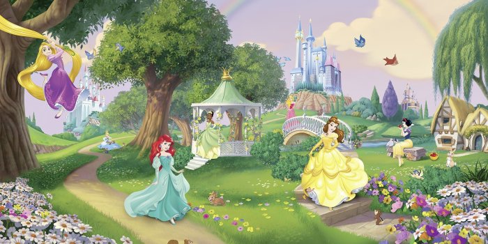 2000x1380 Details about Giant Wall mural photo Wallpaper 144x100inch Princess Castle  green garden Disney