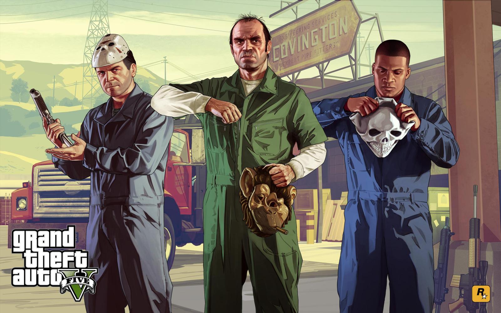 2880x1800 Characters with masks in Grand Theft Auto V HD desktop wallpaper