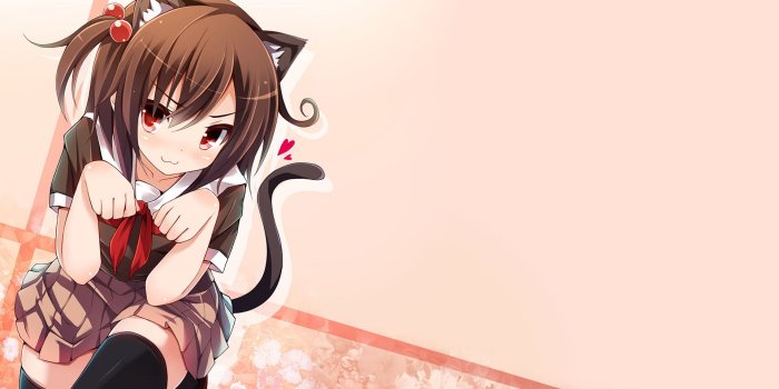 1920x1080 anime, Anime Girls, Cat Girl, Thigh highs, School Uniform, Nekomimi